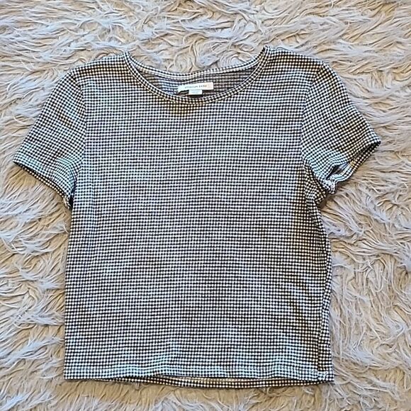 American eagle‎ outfitters womens black and white plaid cropped tshirt - Picture 1 of 5